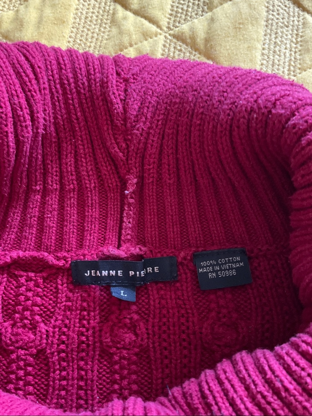 🔴JEANNE PIERRE Cable-Knit Turtleneck Sweater in Magenta - Picture 3 of 3
